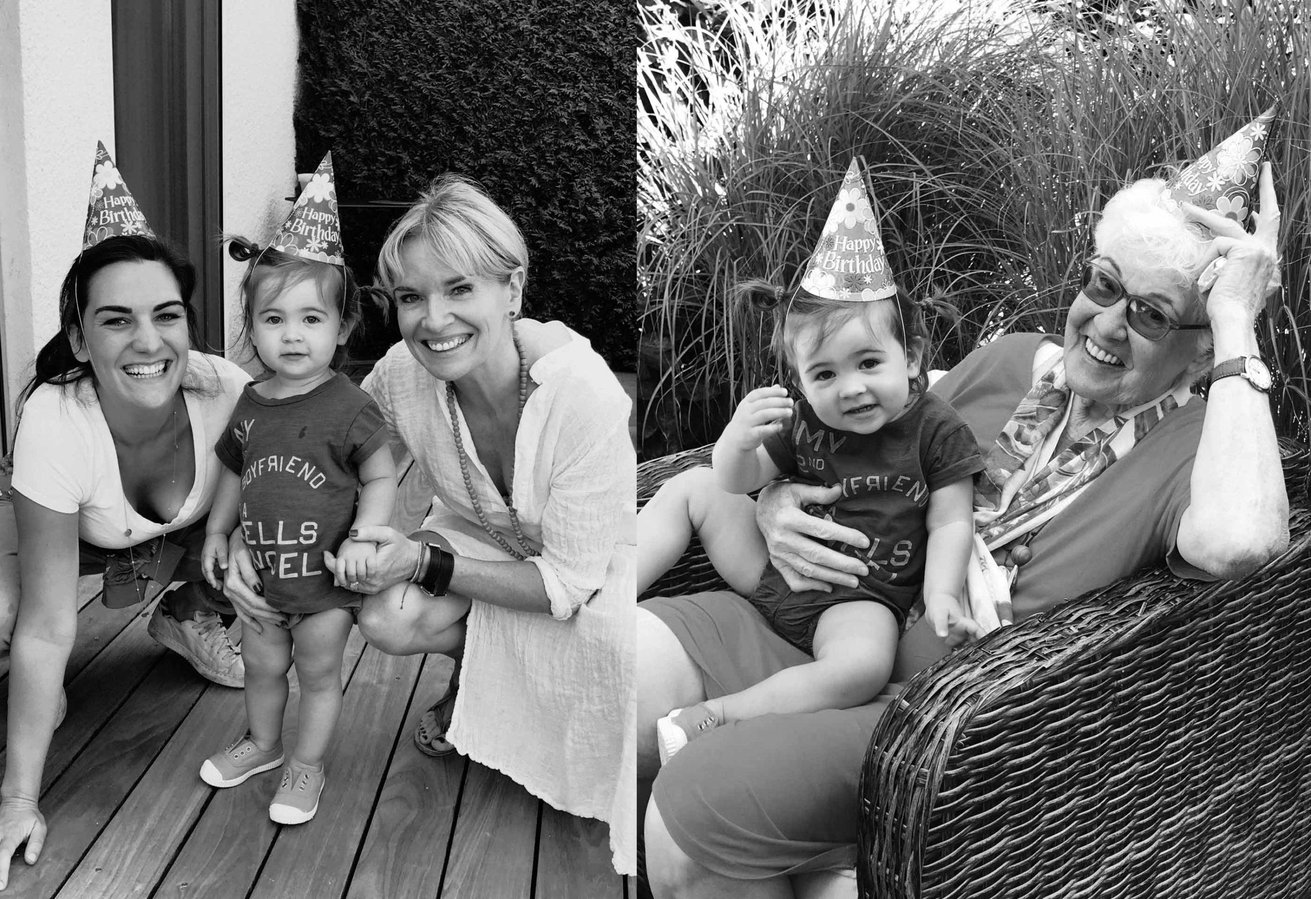 De gauche à droite: Leslie (31 ans), Rose (3 ans), Céline (53 ans), Madeleine (82 ans)